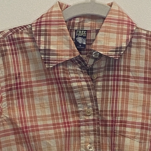 Free People Plaid Top Sz 0 - Picture 2 of 3